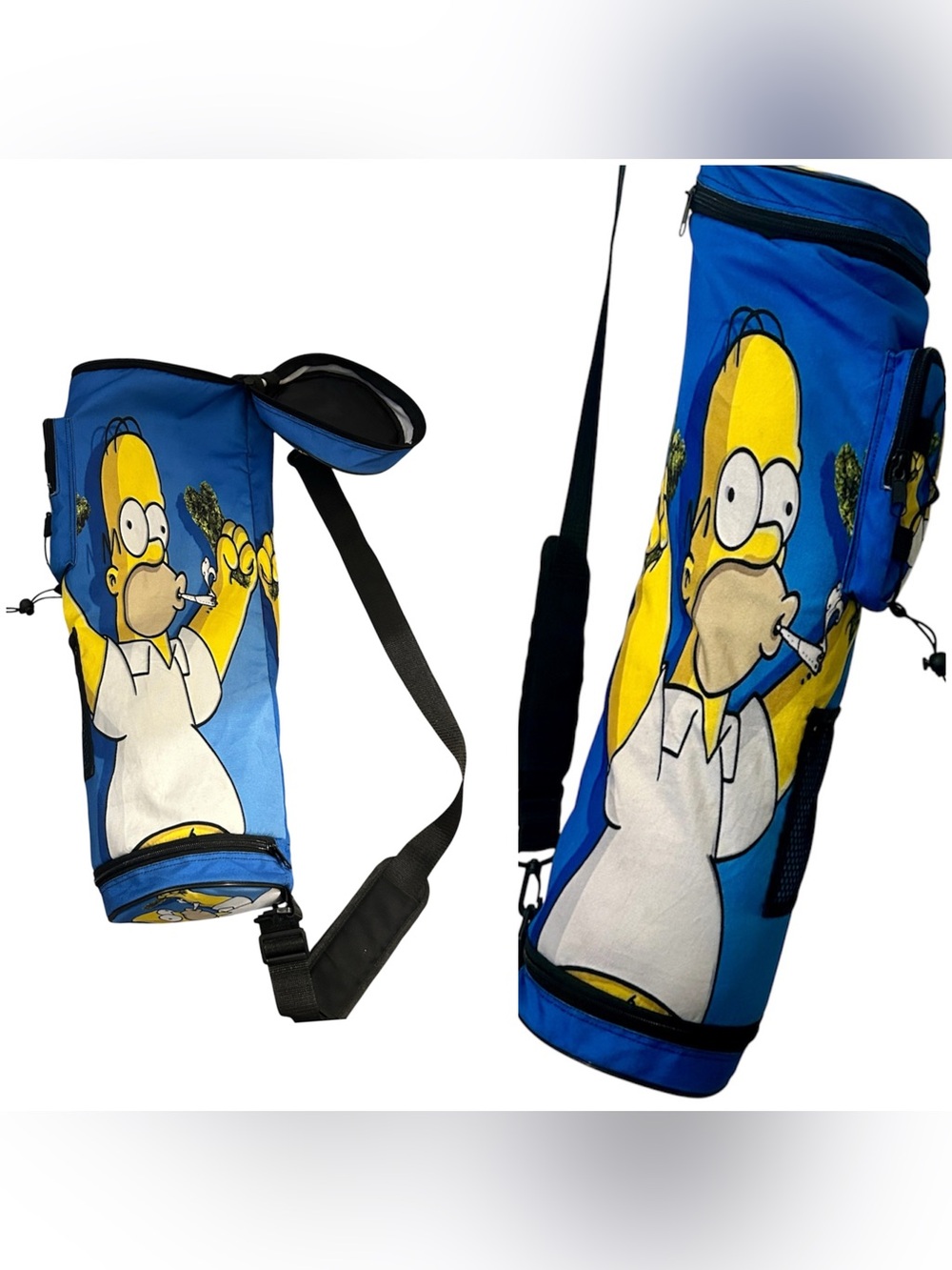 Rare Vintage Homer Simpson 420 Smoking Cartoon Graphic Camper Carry Sling Bag